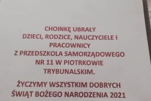 Ubieranie choinki przez dzieci z Przedszkola Samorządowego nr 11